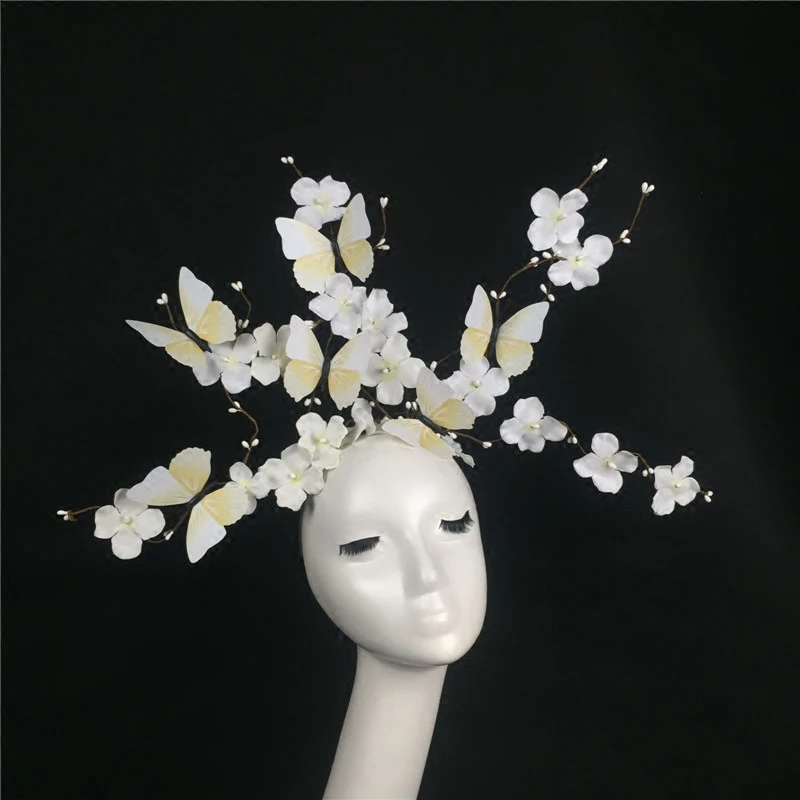 Branches Flower Headwear Fascinators Bride Photo Movie Props School Stage Performance Headdress Model MakeUp Accessories