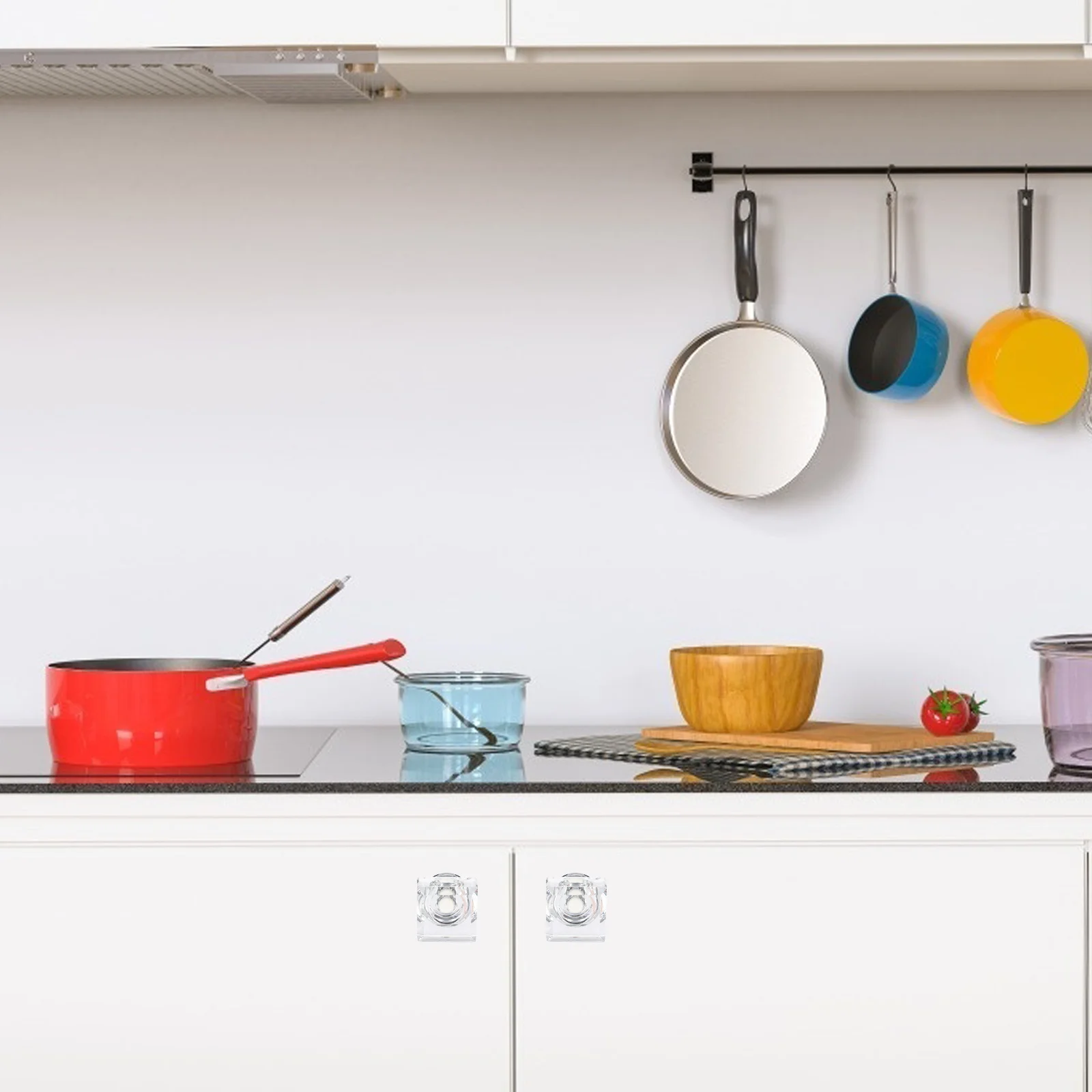 2 قطعة مقابض خزانة مربعة كريستالية مقابض أدراج شفافة لخزانة الملابس ملحقات أثاث مقبض أمان بحافة ناعمة