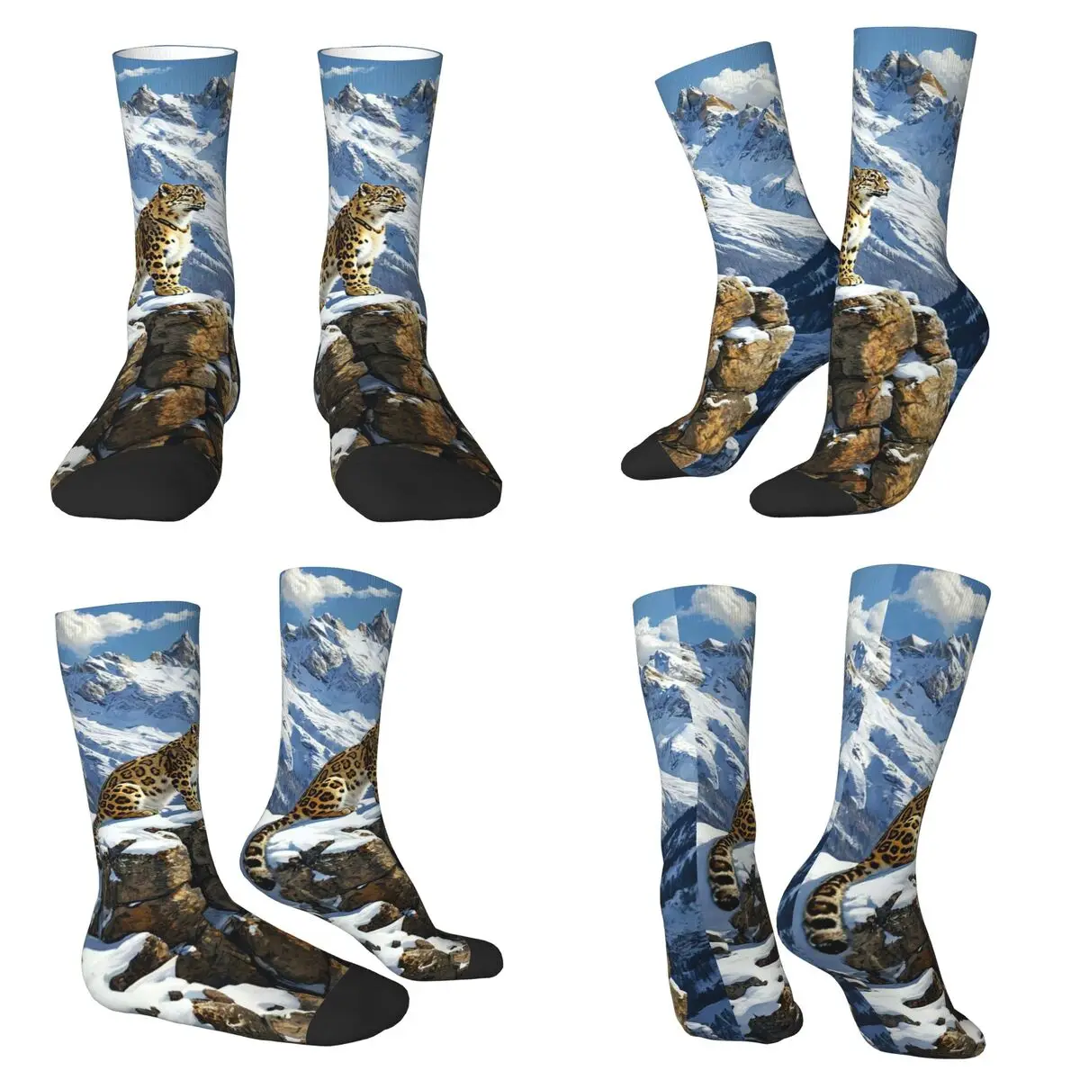 

Ice And Snow Cheetah Print Socks High Quality Stockings All Season Long Socks Accessories for Man's Woman's Birthday Present