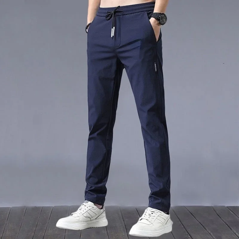 Summer Mens Fast Dry Trousers Men's Casual Pants Casual Slim Fit Business Pants Stretch Chino Pants Size M-5XL