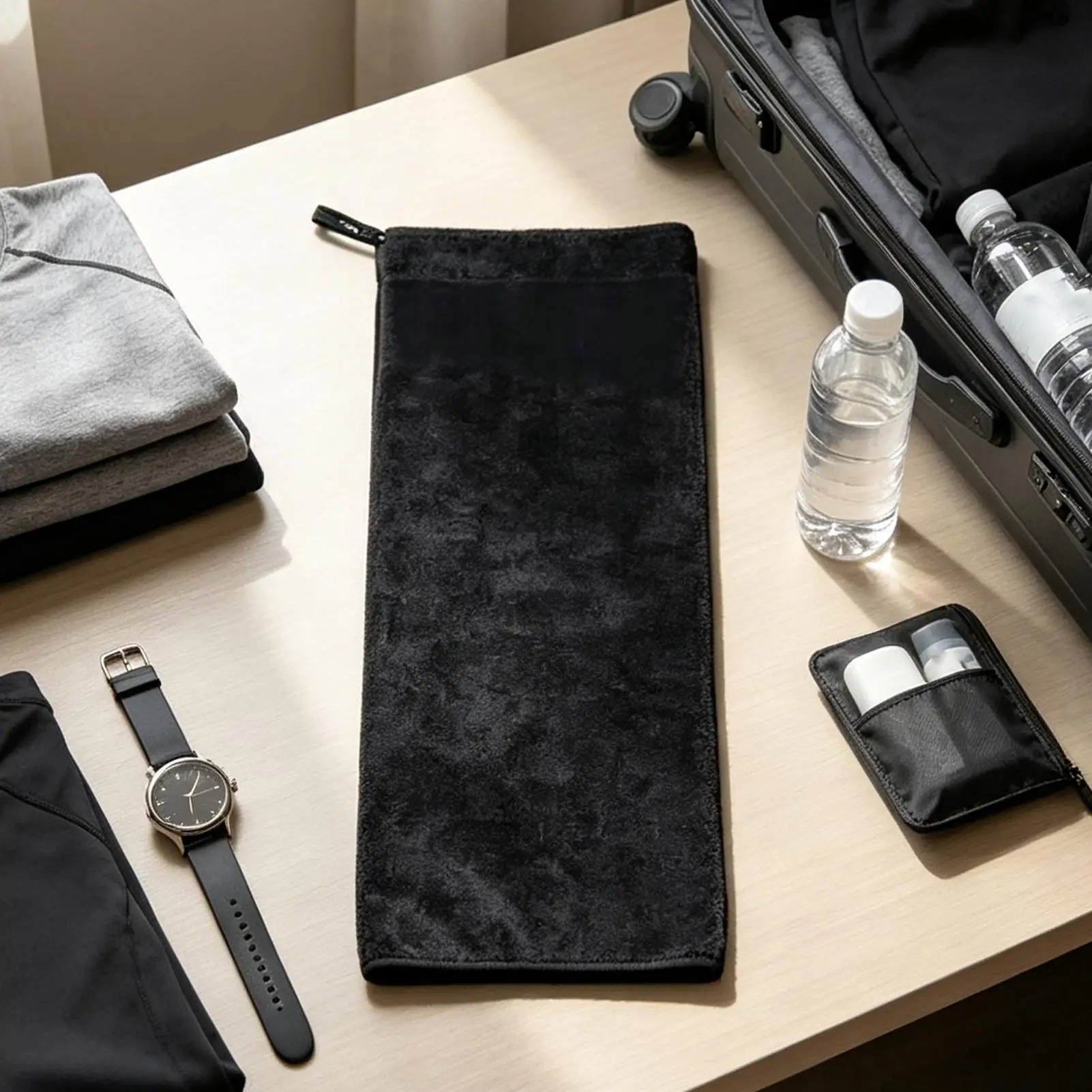 High Performance Gym Towel Microfiber With Zipper Pocket With Super Absorbency Quick Dry For Yoga Tennis Fitness Training Mat