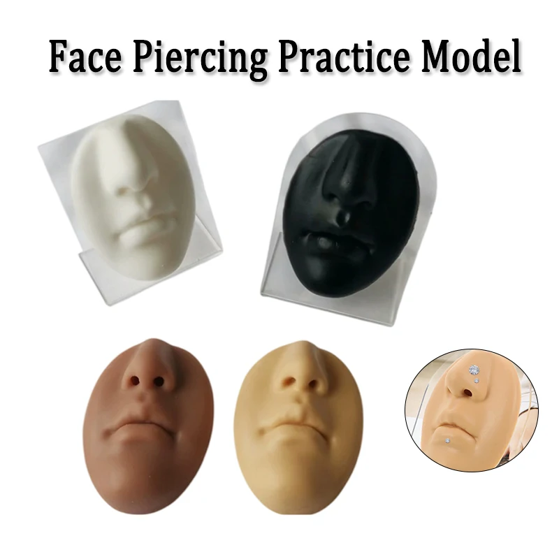 Silicone Mouth Face Training Model Realistic Simulation Piercing Practice Training Tool with Stand for Display School