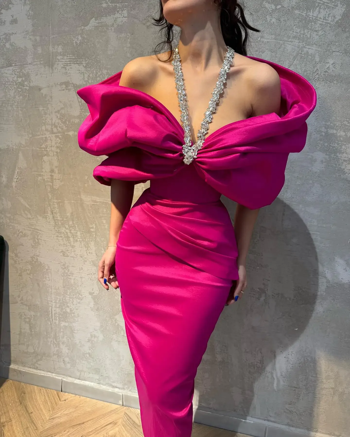 

Red Blue Women Sexy Off the Shoulder Crystal Halter Bodycon Long Bandage Dress Celebrate Evening Party Cocktail Outfit