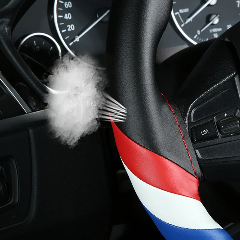 Fashion Sports Hand-stitched Car Steering Wheel Braid Cover Soft Non-slip Auto Interior Accessories With Needle And Thread