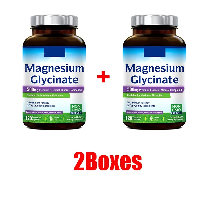 2 Bottle Magnesium Glycine Capsule Promotes Muscle and Nerve Health Support Cardiovascular Function Health Food