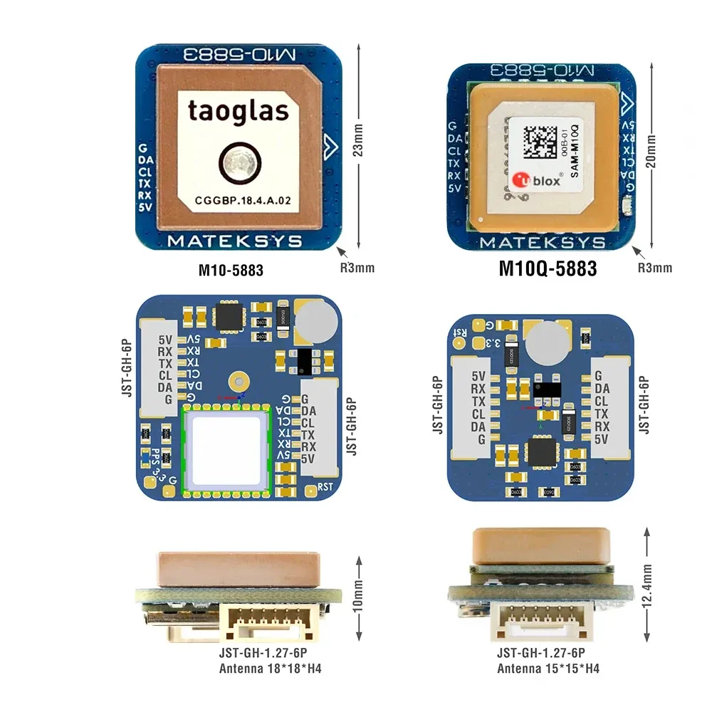 Matek Systems GNSS M10Q-5883 M10 GPS with Compass QMC5883L Module Digital AirSpeed 4~9V For FPV Racing Drone