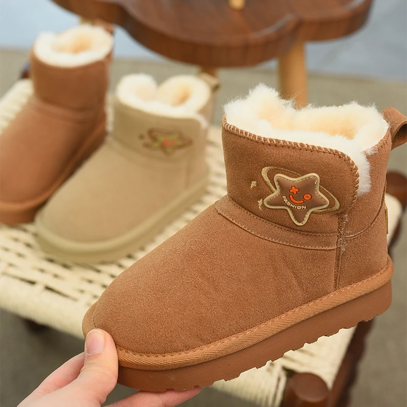 Children's Snow Boots 2025 Winter New Style Children's Shoes Warm Cotton Boots Girls' Velvet Short Boots Boys' Thick Large Cotto