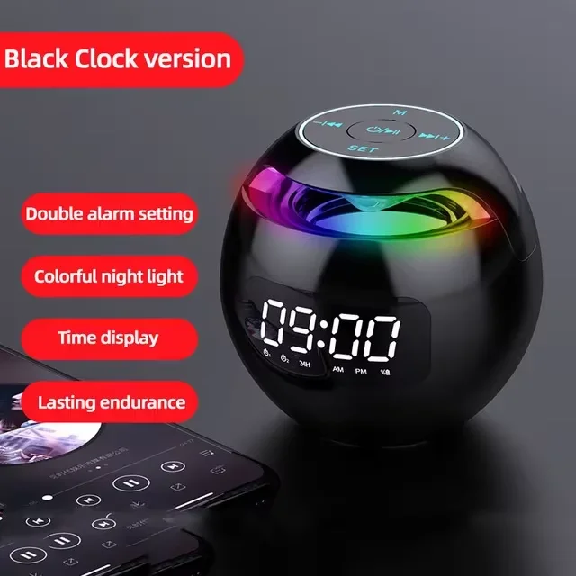 G90 New Clock Color Bluetooth Speaker Mini Portable Home Ball Plug in Small Steel Cannon Computer Speaker