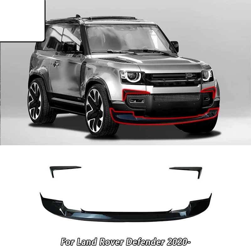 Front Lip Wind knife for Land Rover Defender 90 110 20-24 modified Gloss black Front bumper shovel spoiler body kit