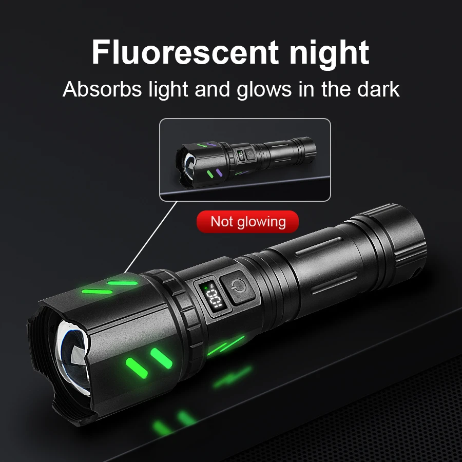 280000000LM Ultra Bright LED Flashlights Power Display Rechargeable Flashlight Zoomable Torch 5 Modes Most Powerful Camping Lamp