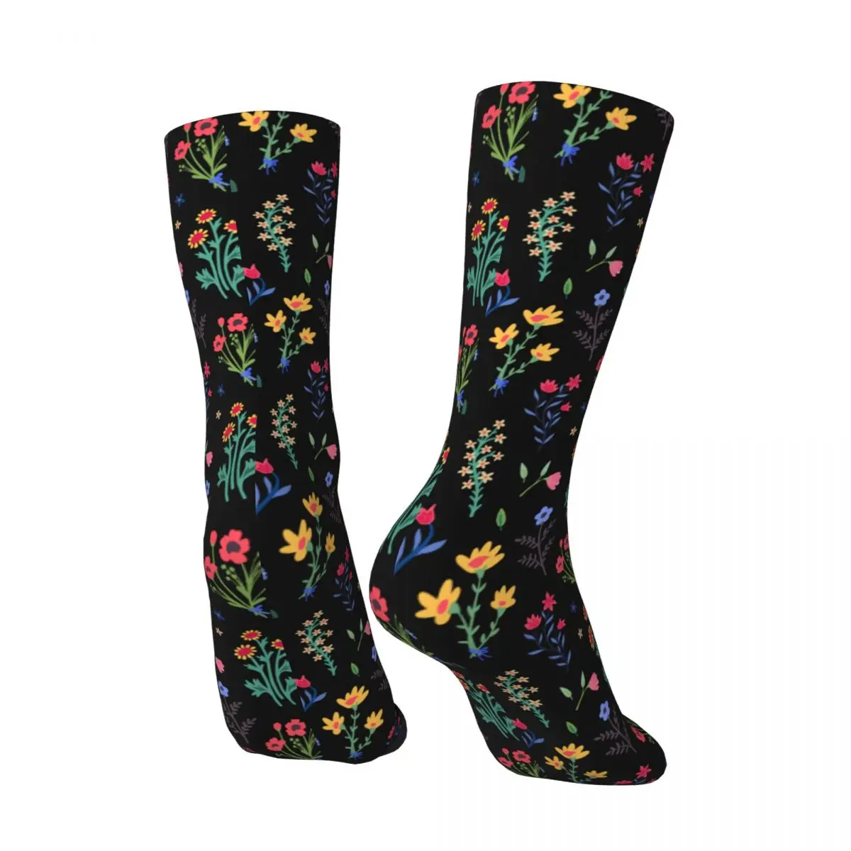 Calcetines divertidos de flores salvajes bohemias para hombres y mujeres, estilo callejero, regalos de primavera y verano, novedad