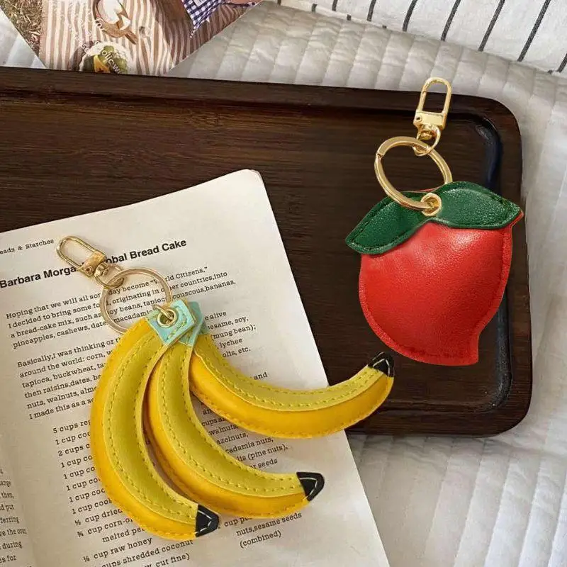 

Creative PU Leather Fruit Keychain Shoulder Bag Pendant Simulation Banana Peach Bag Charms Fashionable Waterproof Pendant Gift