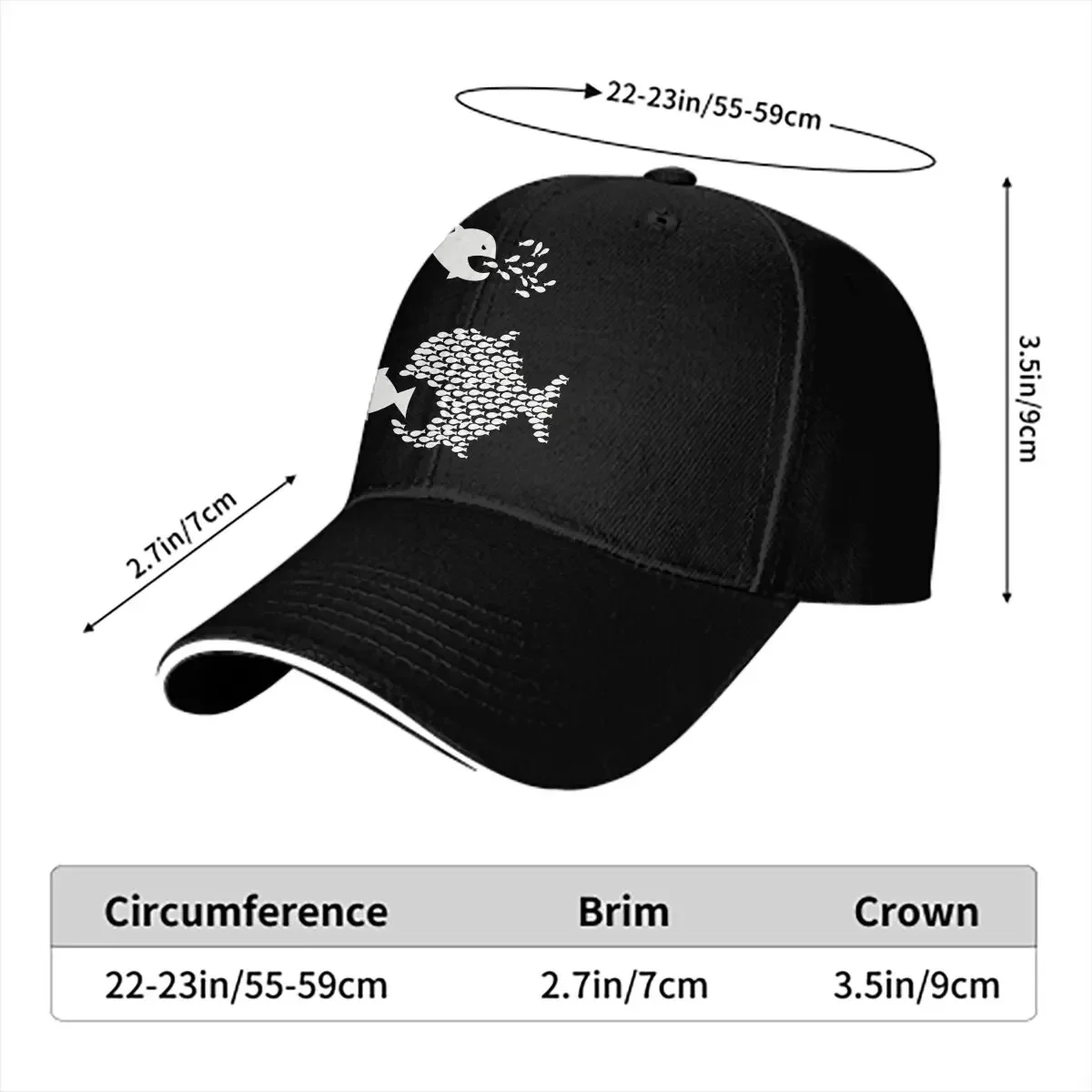 Organize Essential Men Baseball Caps Peaked Cap Sun Shade Cycling Hat Animal One Hundred Fish Streetwear for Sun Protection