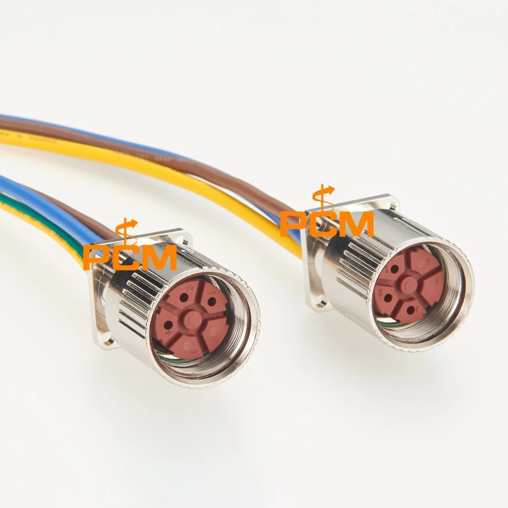M23 Power-Buchsenstecker für offenes Kabel mit Flanschmontage für Servomotor, CNC-Maschine, Sensor, Aktuator, Industrieautomation – Detail 2