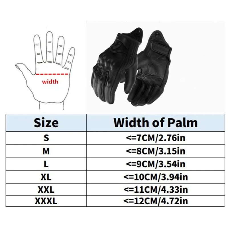 Touch Screen Real Leather Motorcycle Skidproof Hard Knuckle Full Finger Gloves Protective Gear for Outdoor Sports Motocross ATV
