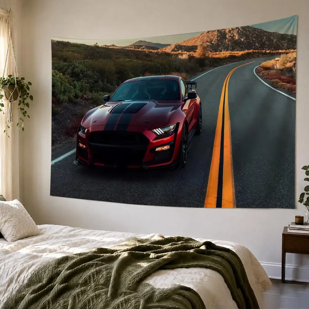 M-Mus-tang Shelby Muscle Car Tapestry Bedroom Living Room Bar Party House Home Dorm Interior Wall Decor Background Banner