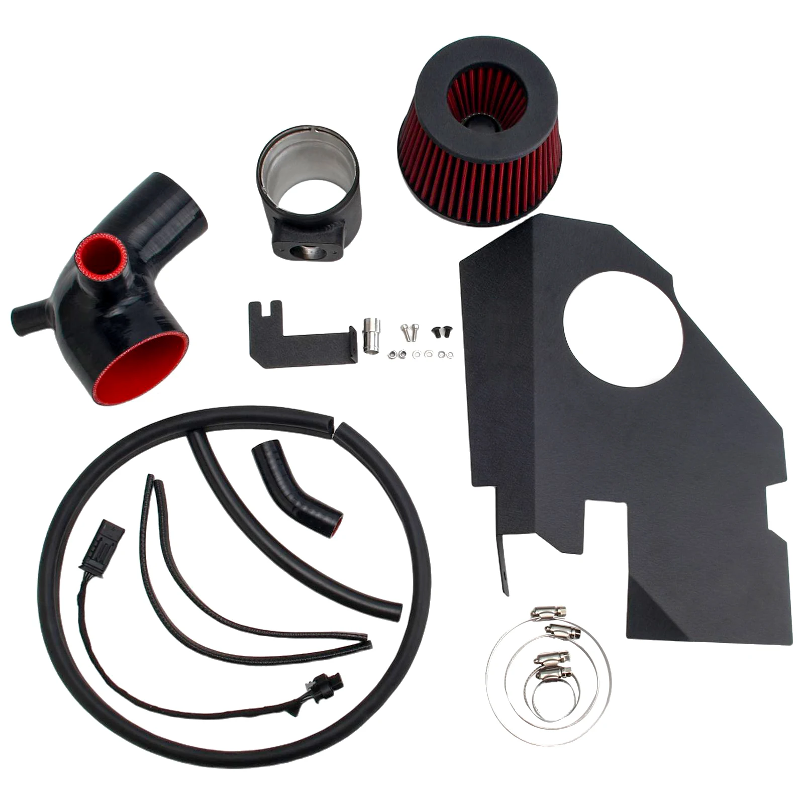 Kit de sistema de admissão de ar frio para carro, para bmw 535i f10 f11 n55 3.0t turbo 2010 ~ 2016, com proteção térmica do motor com filtro de ar de alto fluxo