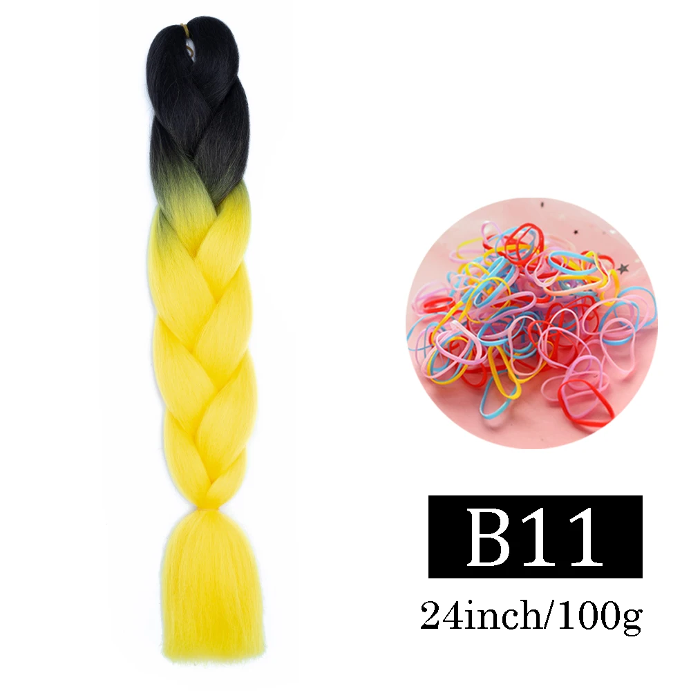 24-Zoll-Jumbo-Zöpfe, Verlängerungen, synthetisches Flechthaar, Afro-Ombre-Farbe, Kanekalon-Haar für Kinder, Zopf