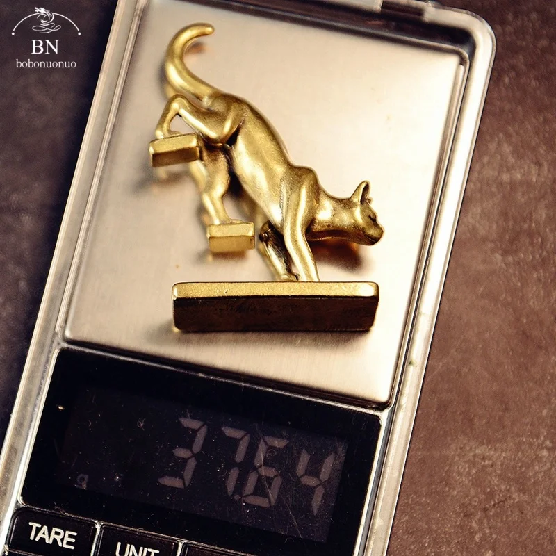 Hot Sell Go Downstairs Cat Miniatures Figurines Brass Animal Cat Small Statue Desktop Ornaments Vintage Home Decorations Crafts