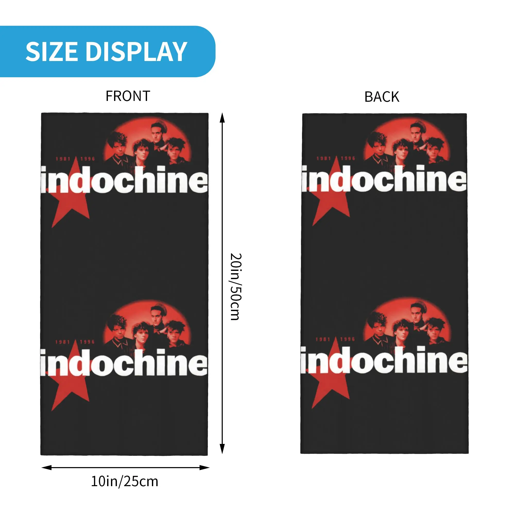 Indochine French Rock Band Neck Gaiter Men Women Windproof Winter  Bandana Scarf for Hiking