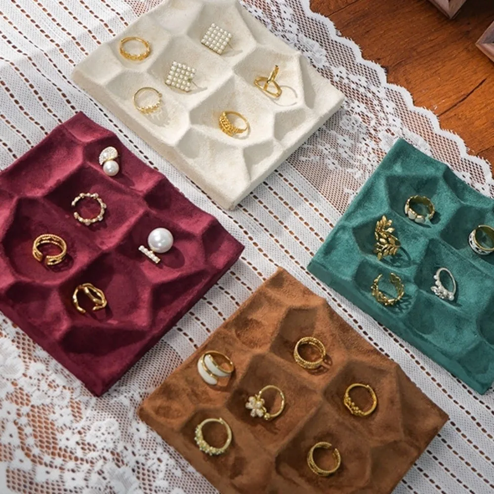 

Cloth Jewelry Storage Tray Light Luxury Elegant Ring Earrings Display Plate Simple Decorative Jewelry Shop Counter Accessory