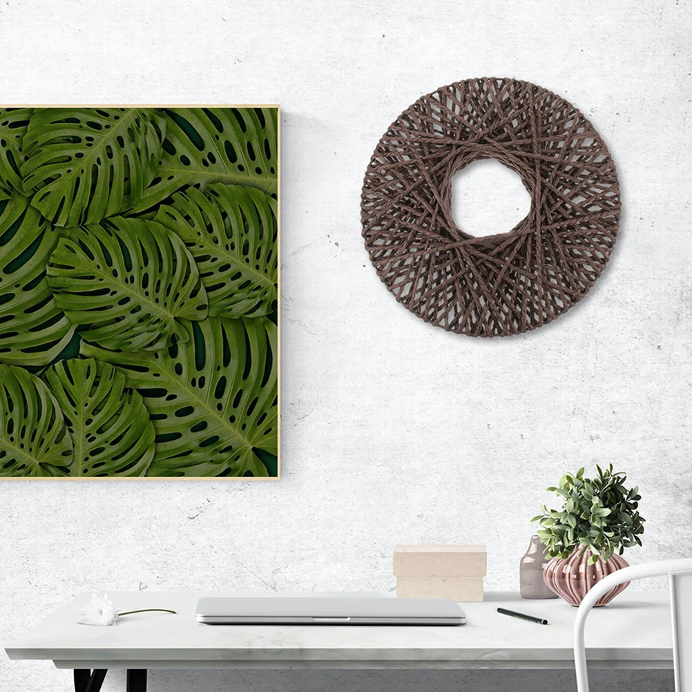 

Wall Decor 30x30cm Rattan Woven Disc H made Hanging nament DIY Basket Plate Art Home Storage Wall Basket Decor Woven Pendant