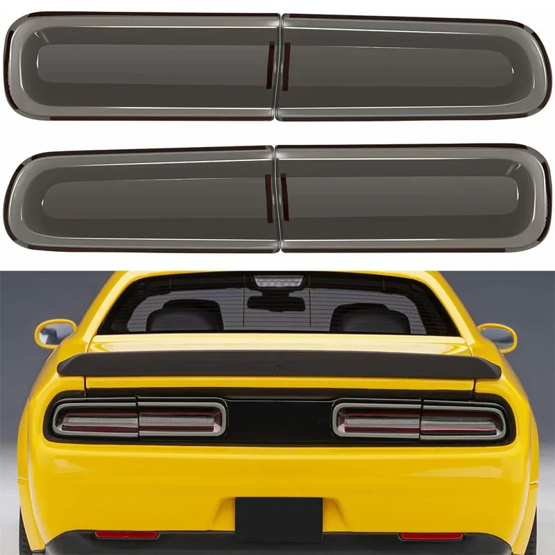 

Tail Light Covers Smoked Tail Light Wrap Rear Light Guards Trim Exterior Accessories for Dodge Challenger 2015-2021(4 PACK)