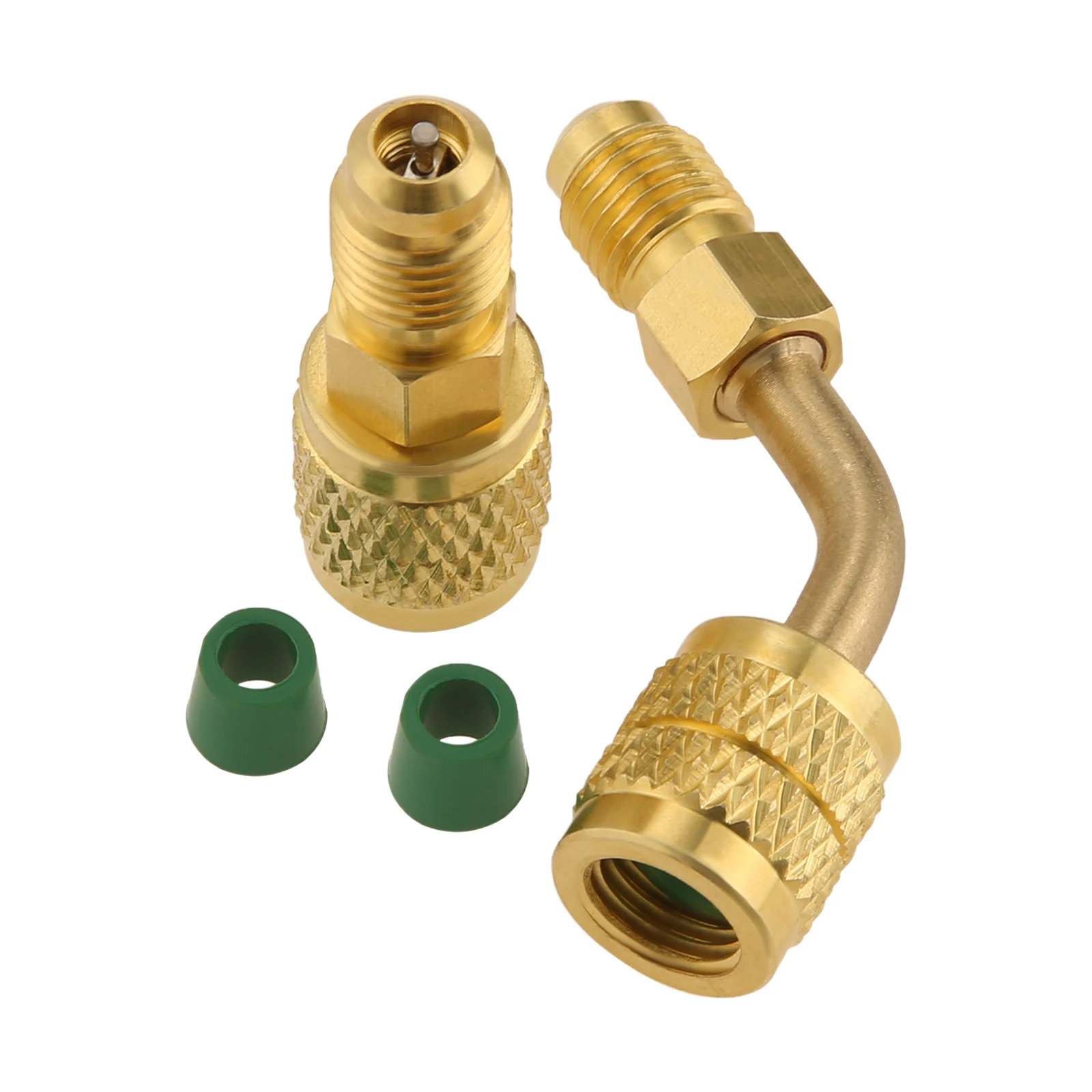 2Pcs Refrigerant Brass Adapter 1/4