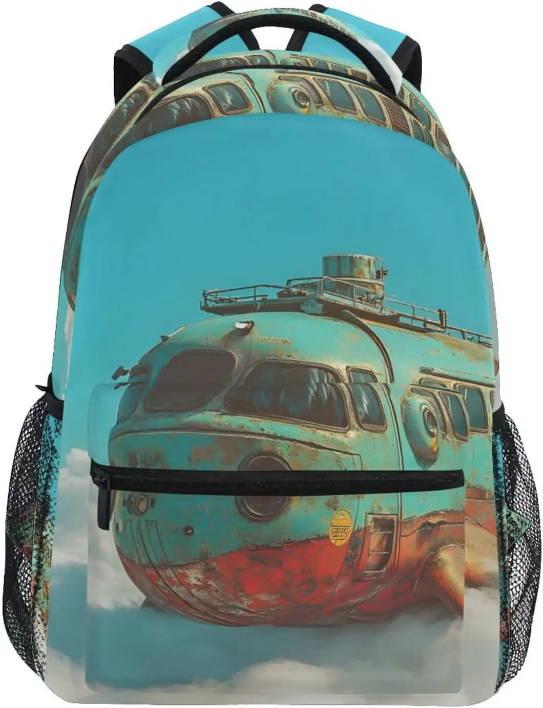

Whale Ship Kid's Backpacks with Clear Slot, Boys Girls Schoolbags Book Bag for Travel Hiking School Medium Size