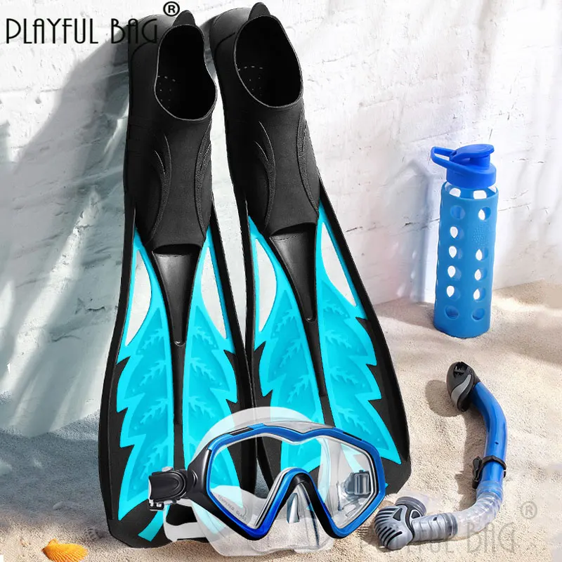 Free diving gear Long fins Snorkel Large frame diving goggles Professional snorkeling equipment E249