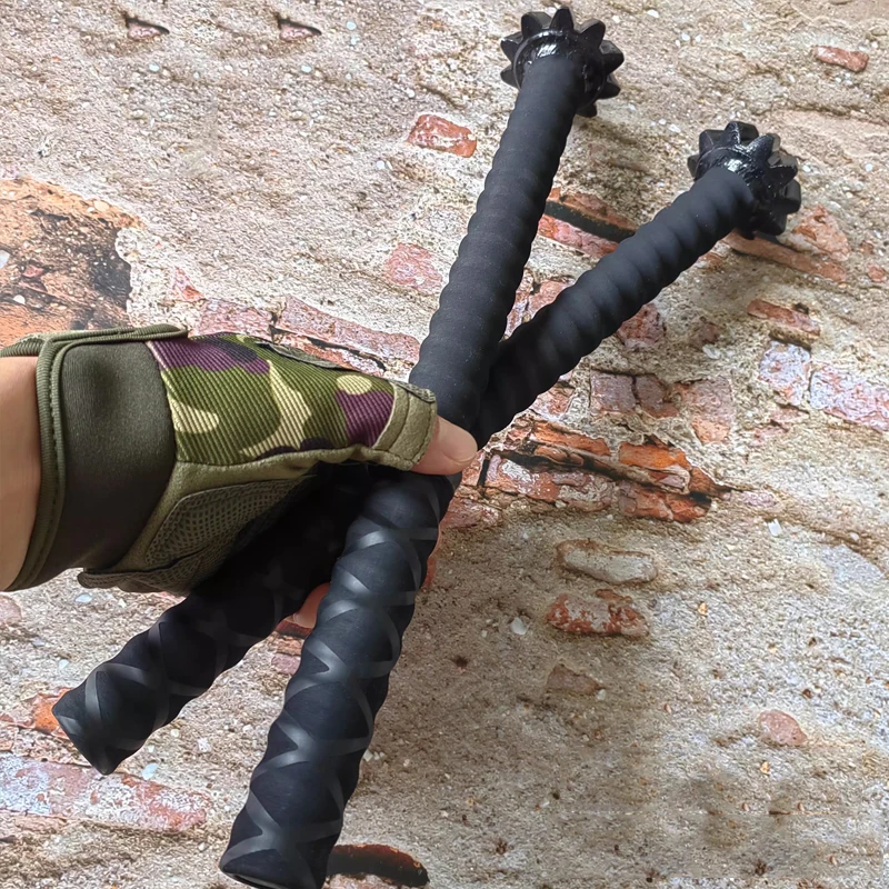 35 cm esterno portatile EDC fatto a mano in acciaio puro osso fiore pagina martello finestra di emergenza per auto rompere bastone corto