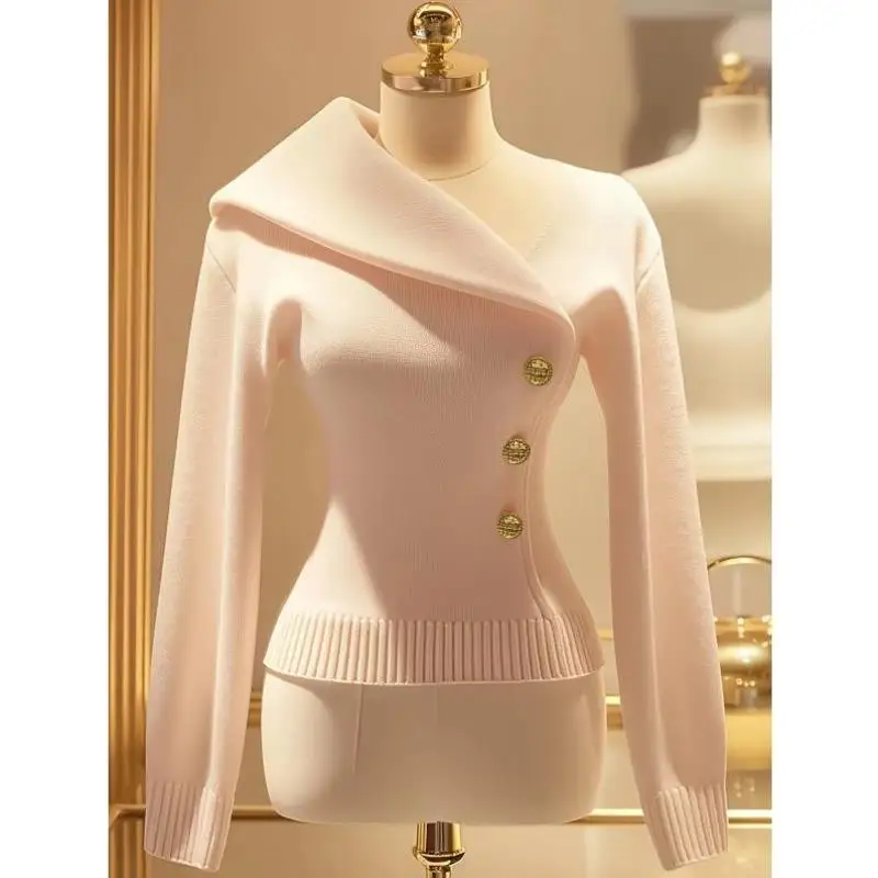 

Warm Comfortable 2026 New Sle Artificial Button Details Collar Sweater Ciwalk Ne Knitted Wear for Middle-Aged And ...