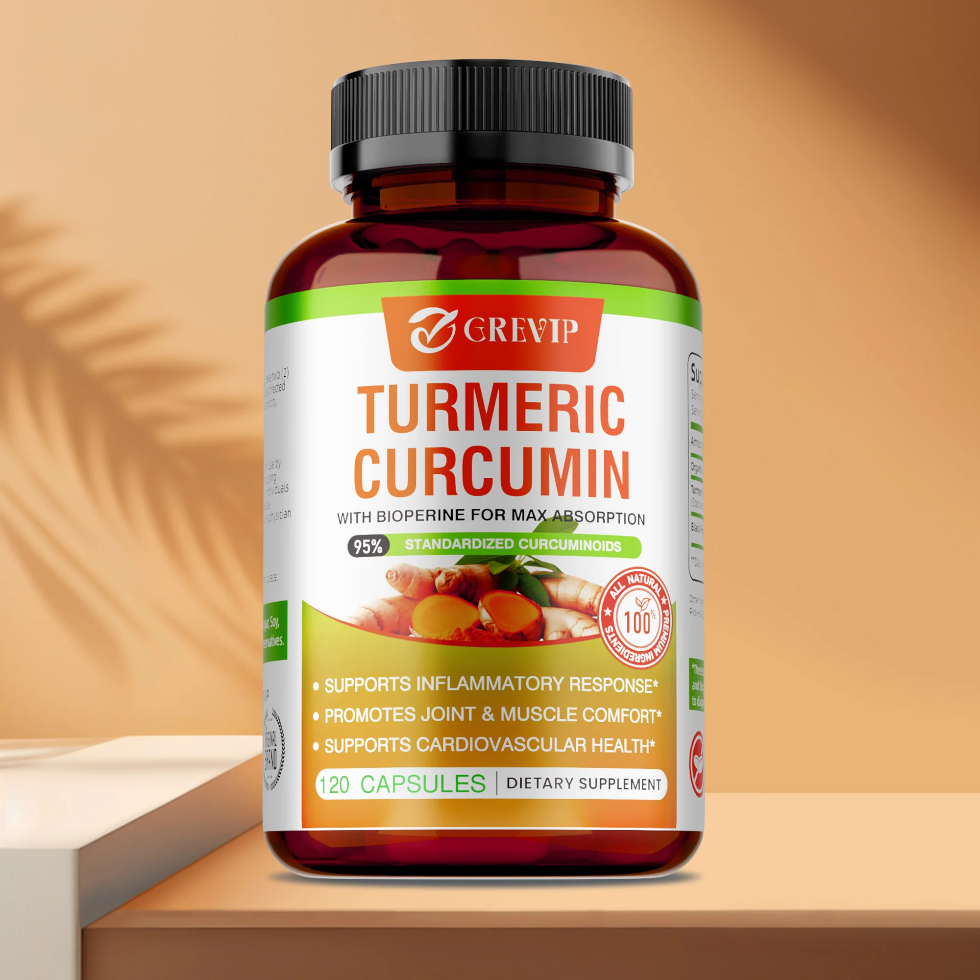 

Turmeric Curcumin Supplement - Promote Healthy Digestion of Intestines Anti-Inflammation and Joint Pain Relief