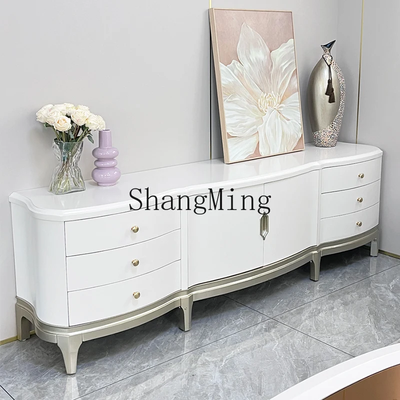 

CL Solid Wood TV Cabinet Simple Modern Living Room Home Small Apartment Light Luxury Coffee Table TV Cabinet Set