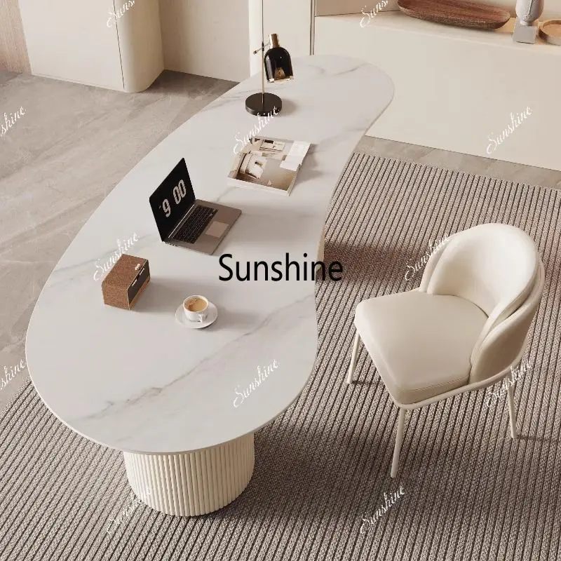 Reception and negotiation salon office desk, modern light luxury sintered stone desk