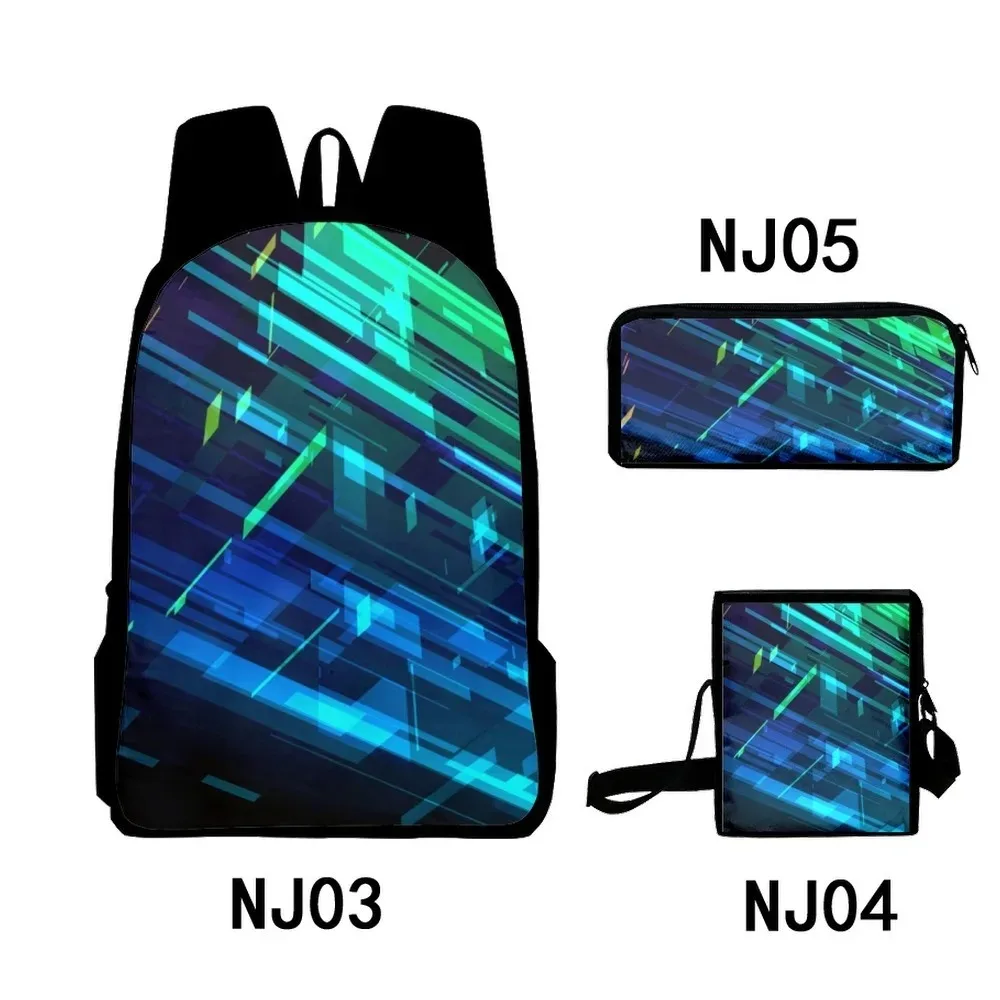 

3D Geometric Vortex Print Backpack, Tilt Shoulder Bag, Pencil Case, Student School Bags, Laptop Backpack, Harajuku, Popular