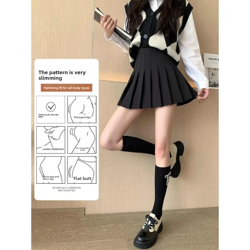 New Vintage Gray Pleated Skirt Women Kawaii High Waist Mini Skirts Korean Fashion School Uniform Harajuku Streetwear Sprin