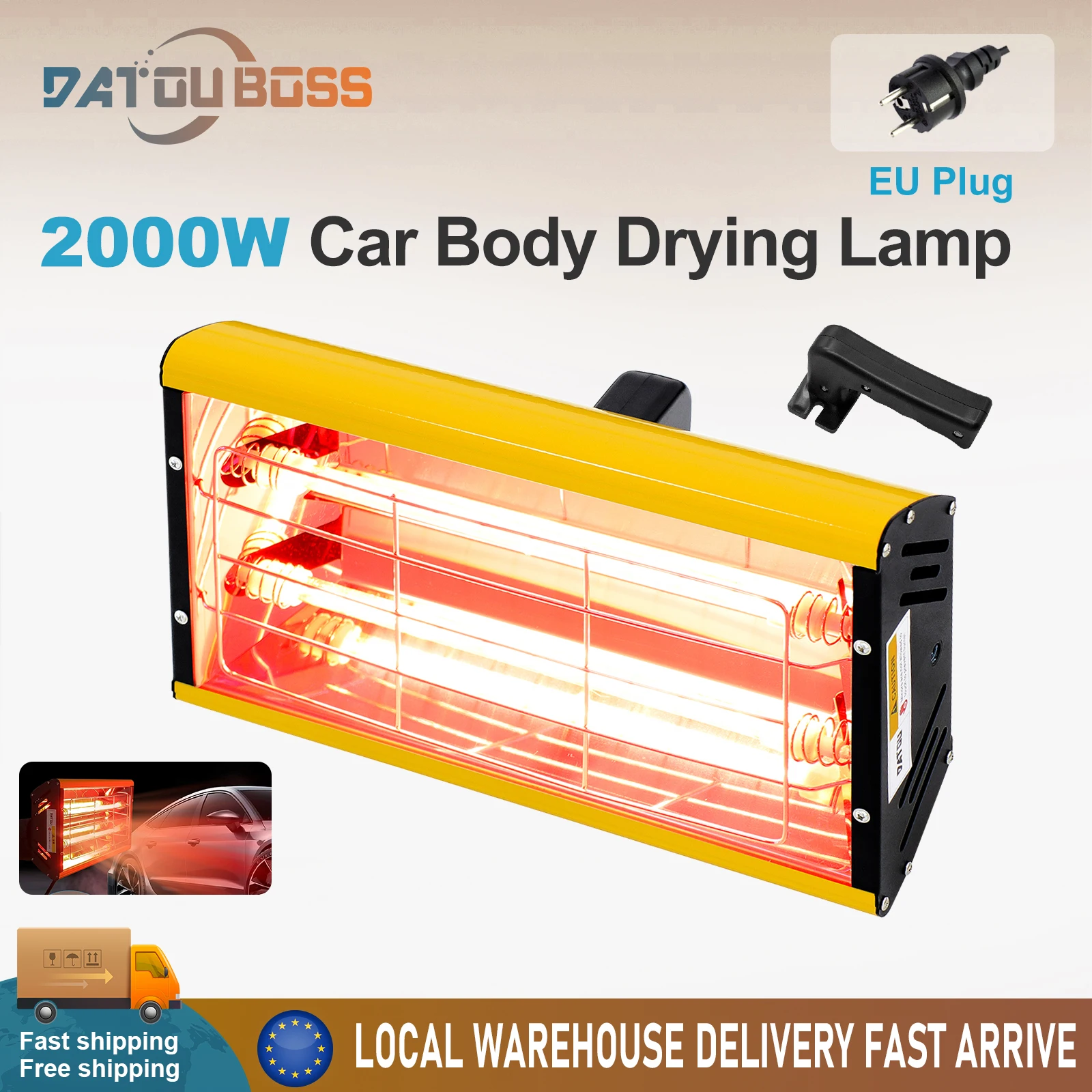 DATOUBOSS Tragbare Infrarot-Lacktrocknerlampe 1000W/2000W Handgeführte Kurzwellen-Infrarot-Heizlampe Karosseriereparaturwerkzeug