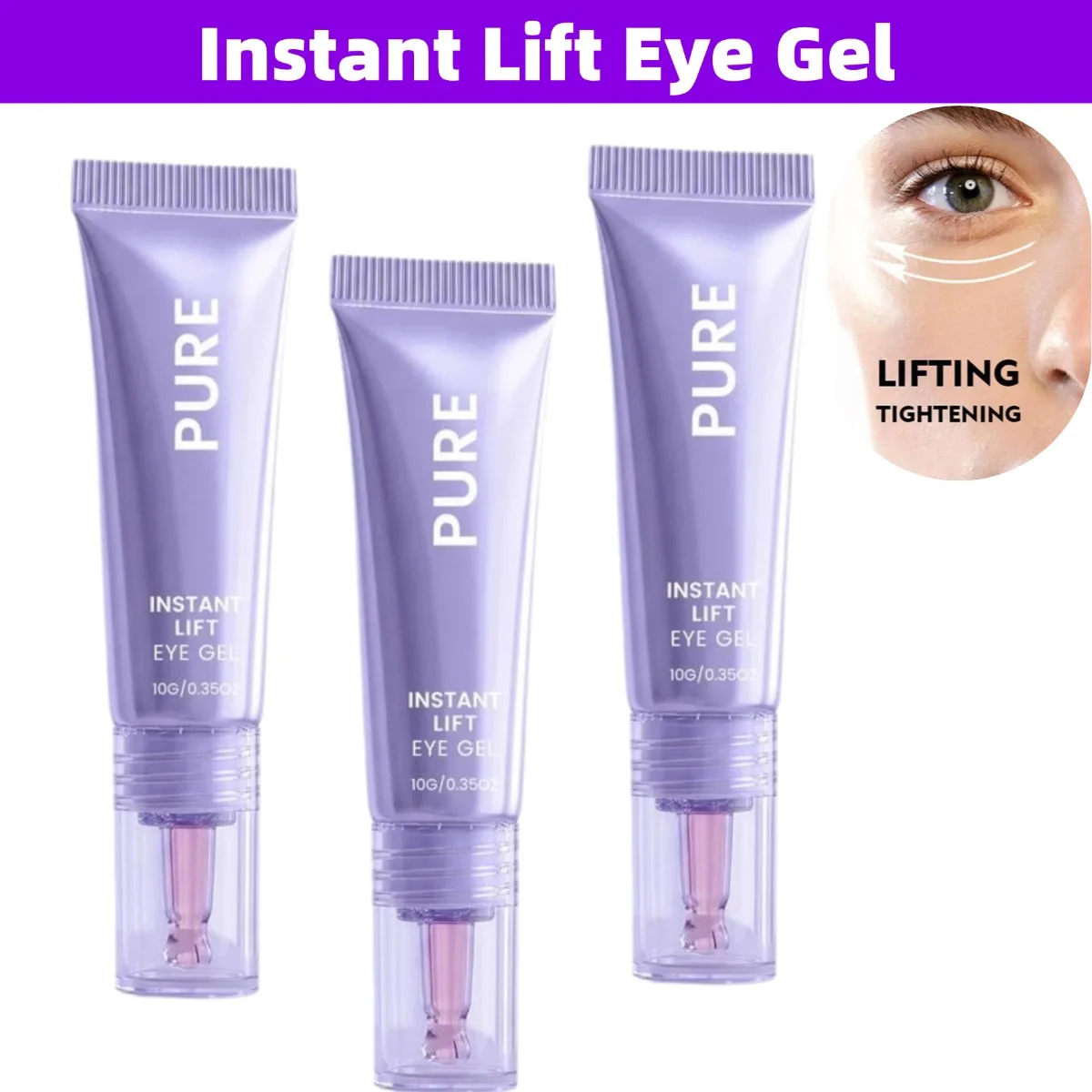 Pure Beauty Instant Lift Plumping Eye Gel,Collagen Deep Hydrating Lift Firming Eye Tightening Wrinkles Care Serum Cream SkinCare