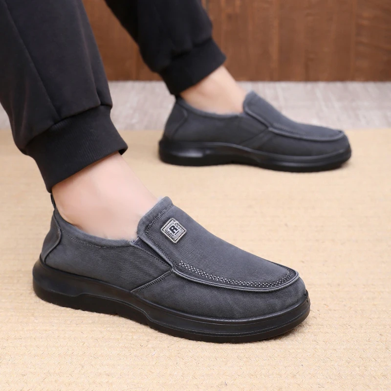 

Thickened Fleece Winter Men's Shoes Old Beijing Cloth Style Cotton Shoes Comfortable Anti-slip Wear-resistant Dad's Casual Shoes