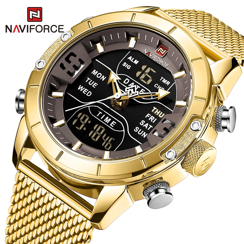 

NAVIFORCE Men Watch Luxury Brand Sports Quartz Wristwatch Stainless Steel Waterproof Digital Male Chronograph Relogio Masculino