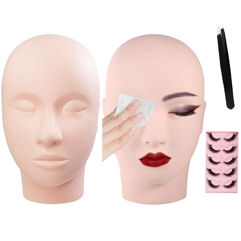 

Practice Training Mannequin Flat Head Soft Silicone Makeup Practice Head Tattoo Practice Head Model for Eyelash Extension