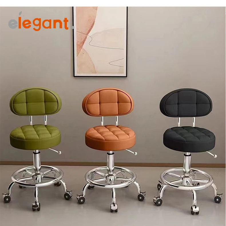 

Adjustable Hydraulic Round Roller Pedicure Stool green black Chair With Wheels Beauty Salon Technician