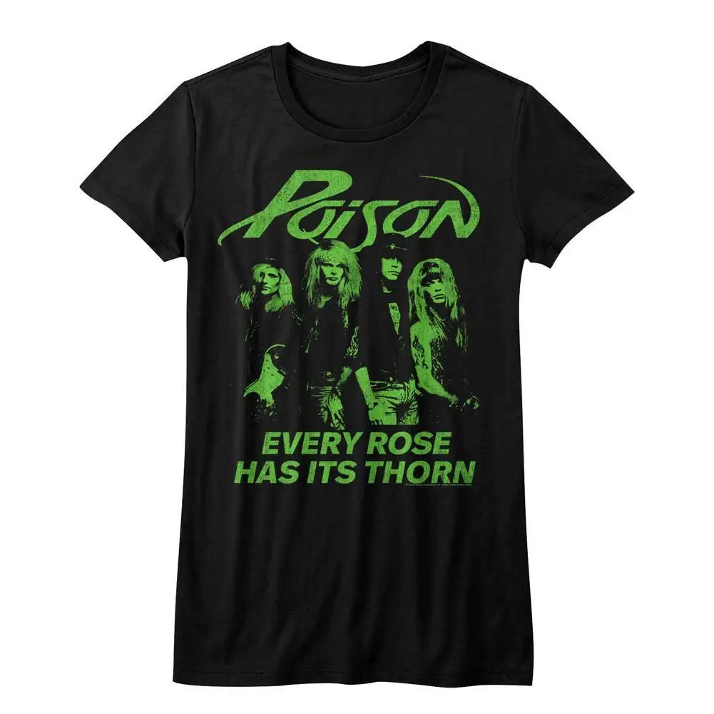 Poison Every Rose Has Its Thorn Black Junior Women'S T Shirt