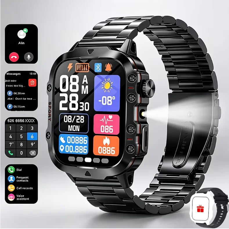 Smartwatch Rugged Watches For Men - Rugged Smart Watch for Men, Bluetooth