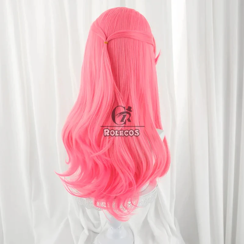 ROLECOS Synthetic Hair Game LOL Faerie Court Lux Cosplay Wigs Lux Role Play Halloween 60cm Long Pink Wavy Wig Synthetic Hair