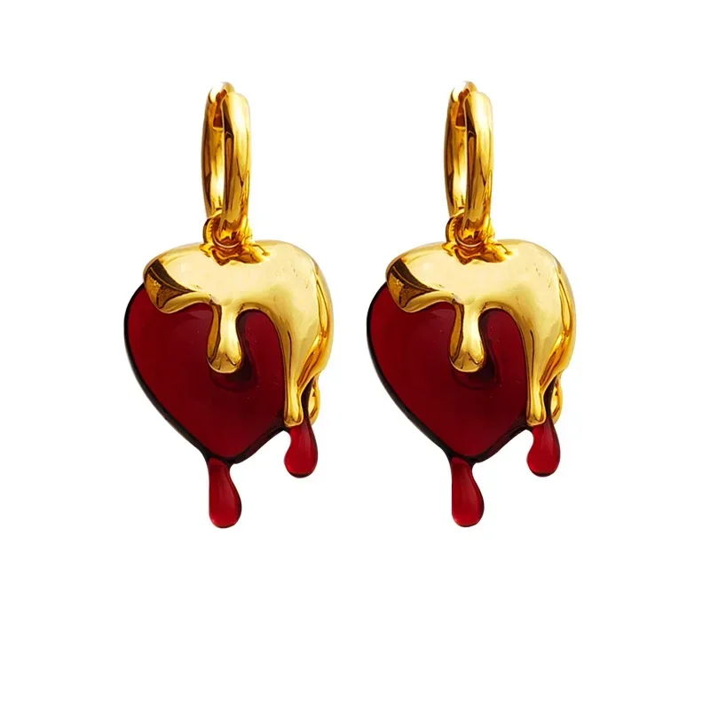 Women Molten Water Heart Drop Earrings Party Jewelry