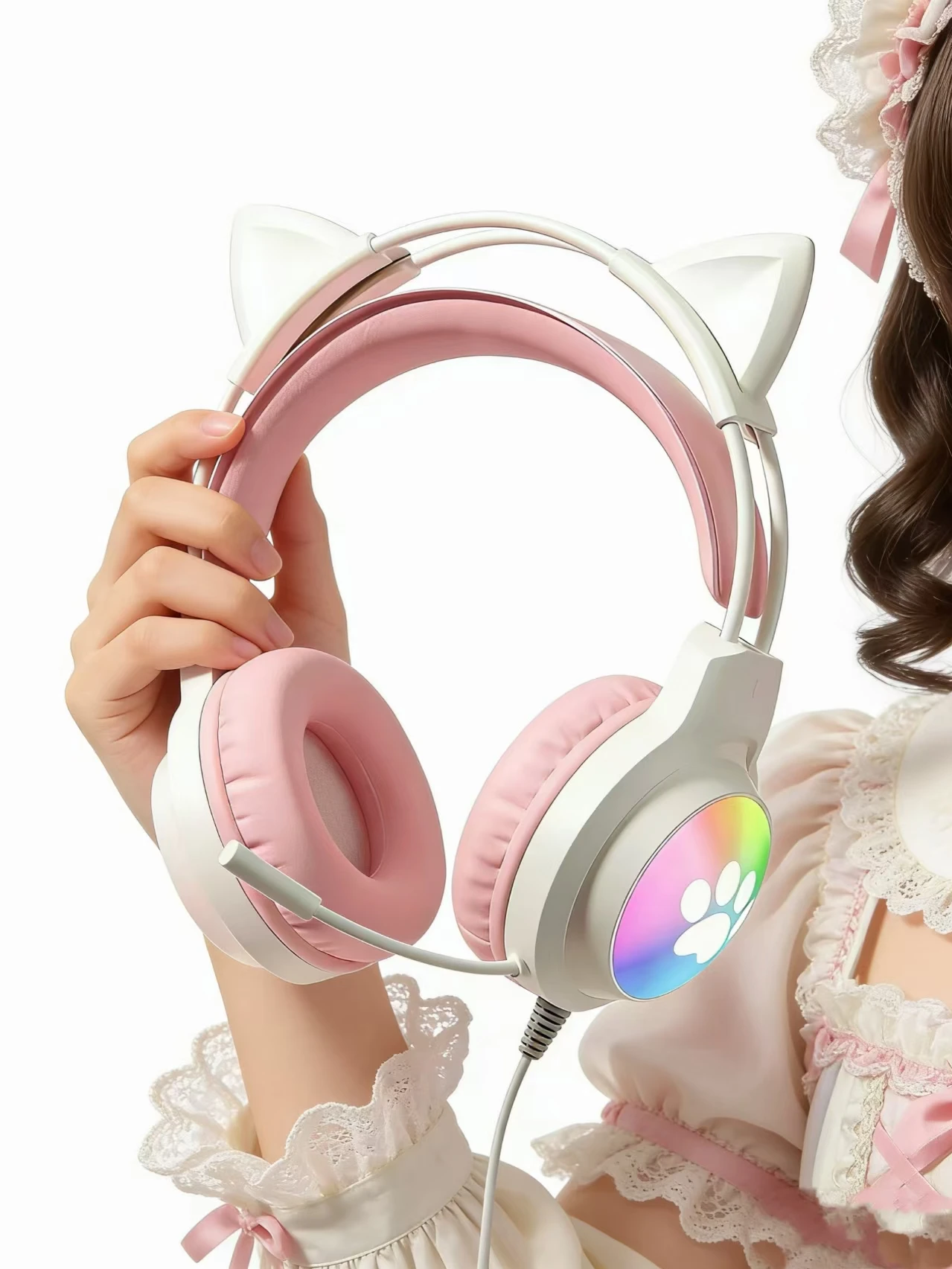SOYTO Wired Gaming Headset with Cat Ears LED Lights Microphone 3