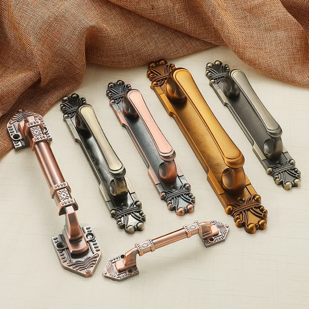 European Antique Exposed Aluminum Alloy Door Handle Push-Pull Door Handle For Furniture Cabinets Drawers Wardrobes Door Hardware