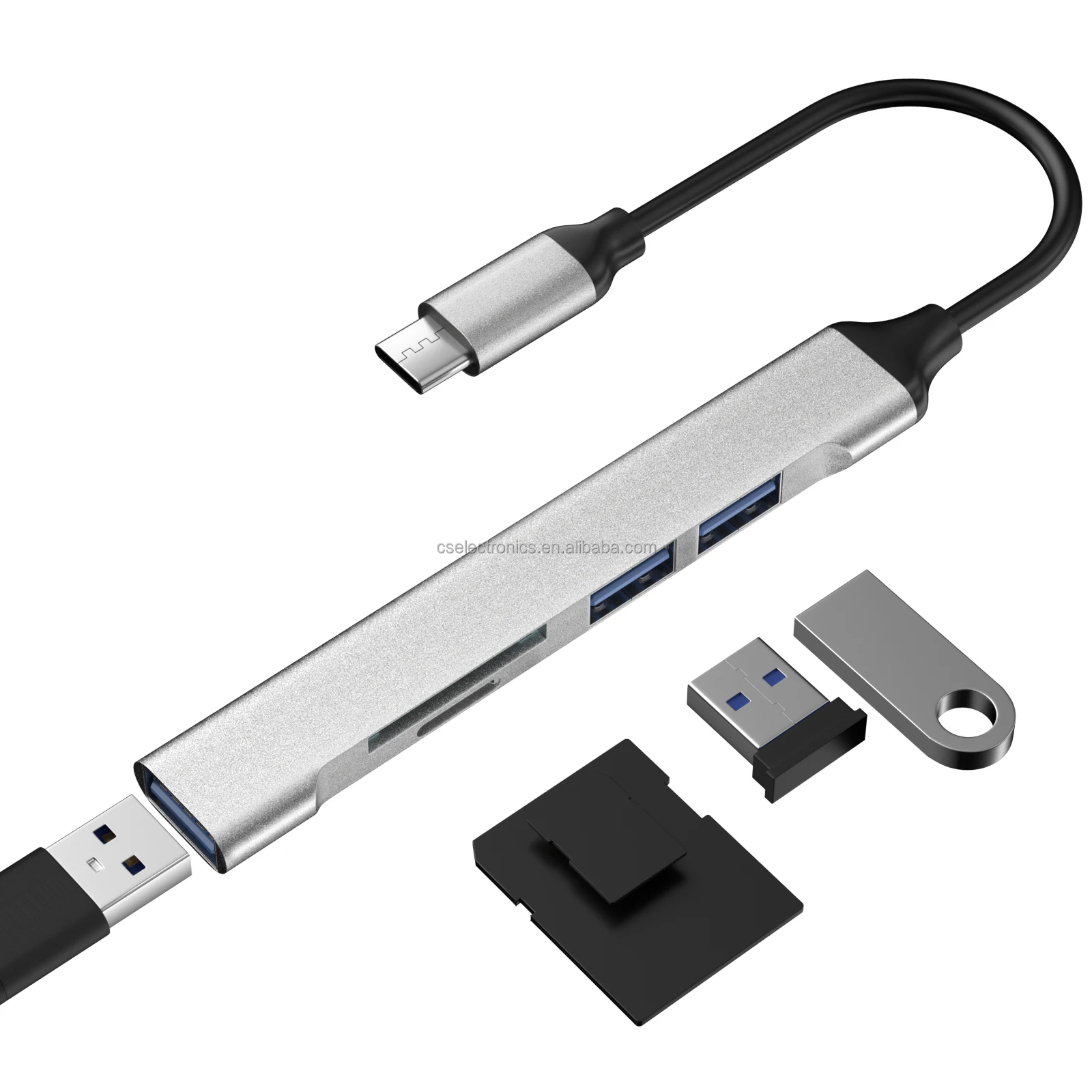 10PCS Universal Type-C To 3*USB-A + SD + TF 5-in-1 Multi-Port Docking Station Hub For Expanding Connectivity Of Laptops And Tabl